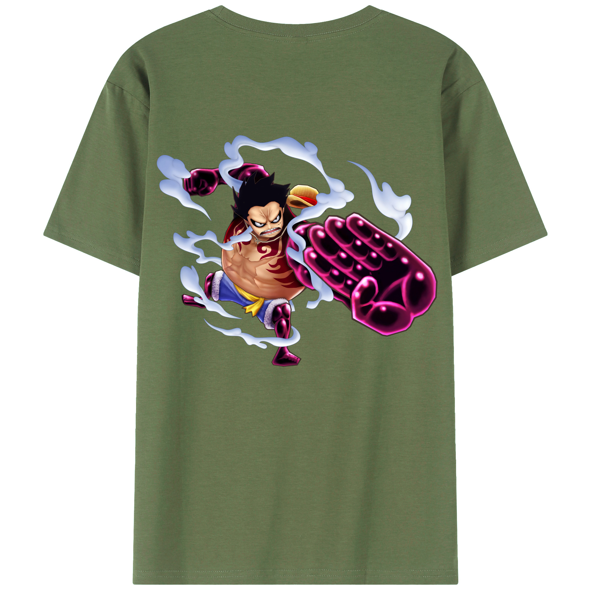 ワンピース モンキー・D・ルフィ ONE PIECE Monkey D. Luffy 綿100％ メンズ半袖Tシャツ（バックプリント） 通気性